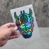 autocollant de voiture masque oni holographique 1 pièce, décor tendance de style japonais, facile à appliquer sur les véhicules, présentation de personnalité
