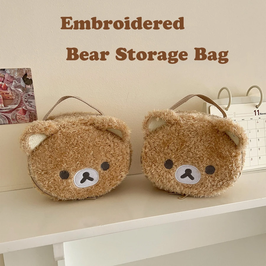 Étui de maquillage en peluche, sac à cosmétiques ours décontracté, pochette de rangement de bijoux pour femmes, organisateur de sacs à main pour filles, cadeau, offres spéciales Étui de maquillage en peluche, sac à cosmétiques ours décontracté, pochette de rangement de bijoux pour femmes, organisateur de sacs à main pour filles, cadeau, offres spéciales