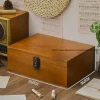 boîte de rangement de table verrouillable vintage de style japonais, bois massif, pour organiser les documents et les articles divers, en bois
