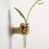 vase à fleurs à main en résine, simulation murale, porte fleurs hydroponiques, sculpture murale décorative faite à la main, vase à main pour la maison