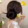 ornements de cheveux en bois, nouveau bâton de cheveux chinois, fleur faite à la main, épingle à cheveux avec pompon, fourchette vintage pour femmes et filles