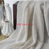tissu en mousseline de soie au crochet avec pompon à motif écossais, tissu brodé à grille pour robe de mariée, robe de bal, haut de mariée, décoration d'intérieur
