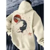 harajuku – sweat à capuche imprimé koi pour hommes, pull à manches longues, décontracté, à la mode, automne et hiver