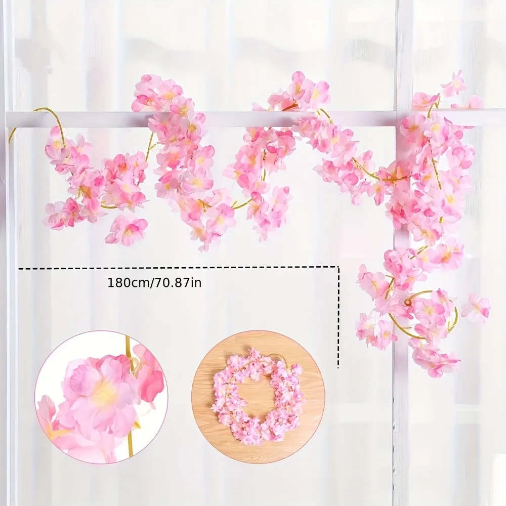 fleurs artificielles sakura suspendues, fausse guirlande florale, pour maison, jardin, arc de mariage, fête, fleur de cerisier, arrangement de décoration murale fleurs artificielles sakura suspendues, fausse guirlande florale, pour maison, jardin, arc de mariage, fête, fleur de cerisier, arrangement de décoration murale