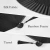 Éventail à main pliant bois danse bambou os ventilateur soie antique pliant ventilateur dame chinois fans cadeau mariage tenu ventilateurs noir pliant ventilateur