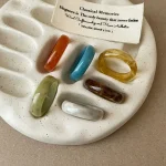 HUANZHI – bague ronde géométrique Vintage en résine, bijoux minimalistes uniques, japonais et coréen, nouveauté