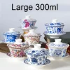 Grande tasse de théière en céramique Gaiwan de porcelaine d’os de 300ML avec soucoupe bol à thé peint à la main Tureens ensemble de cérémonie de Kung Fu chinois Grande tasse de théière en céramique Gaiwan de porcelaine d’os de 300ML avec soucoupe bol à thé peint à la main Tureens ensemble de cérémonie de Kung Fu chinois