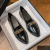 baskets décontractées en cuir véritable pour femmes, chaussures à bouche peu profonde, mocassins à bout pointu, sabots en fourrure, chaussures d'automne pour femmes