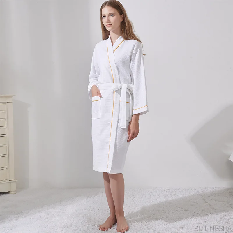 salon de beauté hôtel pur coton mince gaufre style peignoir hommes et femmes longue absorbant toutes saisons universelle grande taille robe salon de beauté hôtel pur coton mince gaufre style peignoir hommes et femmes longue absorbant toutes saisons universelle grande taille robe