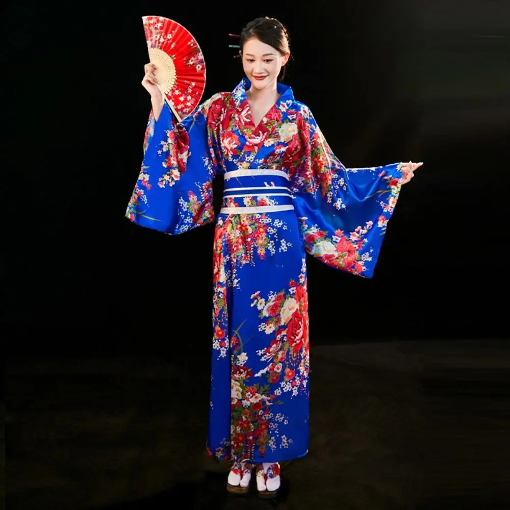 Costume de Cosplay Kimono japonais traditionnel, robe Kimono élégante de Style japonais Sakura pour fille, imprimé Floral asiatique Costume de Cosplay Kimono japonais traditionnel, robe Kimono élégante de Style japonais Sakura pour fille, imprimé Floral asiatique