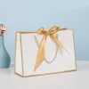 sacs en papier cadeaux avec poignées, sac à main pour cadeaux de fête, ruban à nœud, emballage de bijoux, anniversaire, mariage, remise de diplôme, emballage cadeau