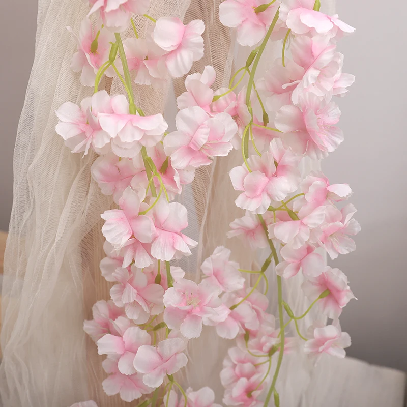 fleurs artificielles sakura suspendues, fausse guirlande florale, pour maison, jardin, arc de mariage, fête, fleur de cerisier, arrangement de décoration murale fleurs artificielles sakura suspendues, fausse guirlande florale, pour maison, jardin, arc de mariage, fête, fleur de cerisier, arrangement de décoration murale