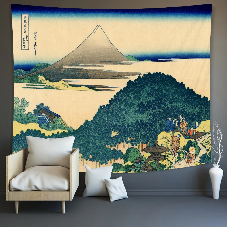 tapisserie japonaise décorative pour la maison, art du mont fuji du japon imprimé, grand mur de vagues oke agawa tapisserie japonaise décorative pour la maison, art du mont fuji du japon imprimé, grand mur de vagues oke agawa
