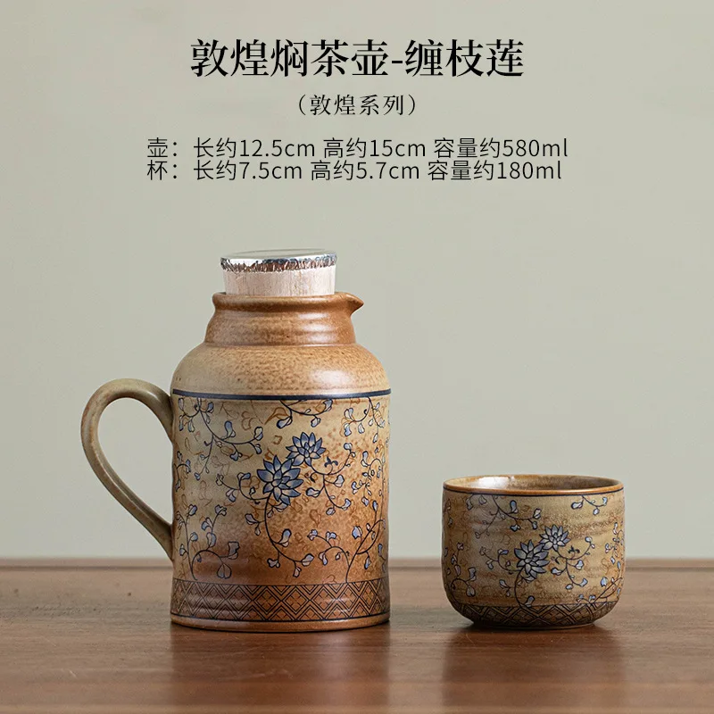 théière ragoût en céramique de grande capacité de 580ml, bouilloire de poterie isolée pour brassage de thé, pour le bureau et l'extérieur, ensemble de thé kung fu théière ragoût en céramique de grande capacité de 580ml, bouilloire de poterie isolée pour brassage de thé, pour le bureau et l'extérieur, ensemble de thé kung fu