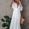 robe de plage longue à lacets pour femmes, cover up pour bikini, couleur unie, col en v, kimono, anti soleil, jupe sarong bohème, été, 2024