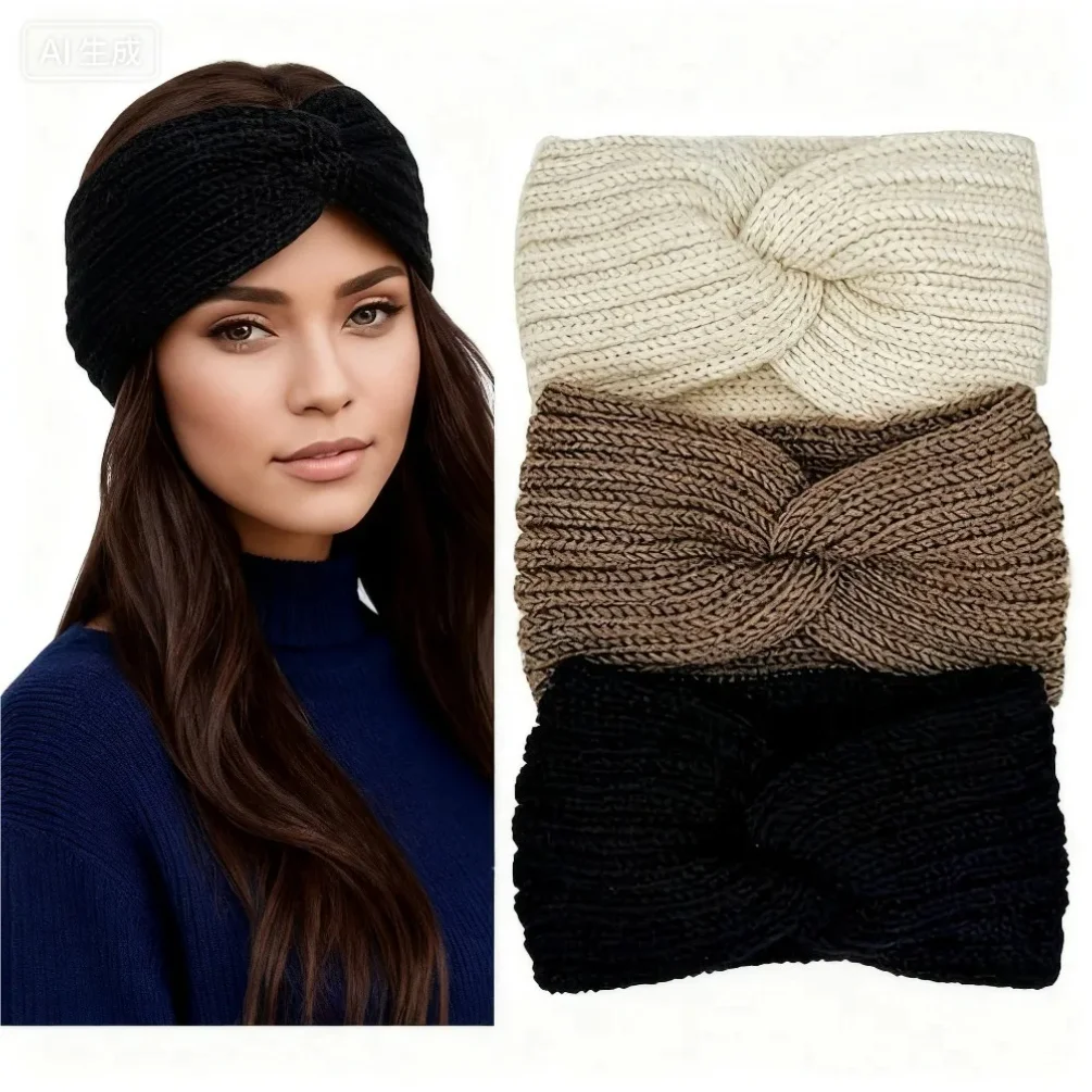 Bandeau tricoté avec Protection des oreilles, accessoires pour cheveux chauds et à la mode pour l’automne et l’hiver, 3/1 pièces Bandeau tricoté avec Protection des oreilles, accessoires pour cheveux chauds et à la mode pour l’automne et l’hiver, 3/1 pièces