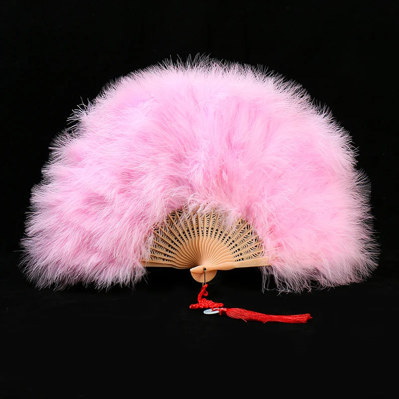 Éventail de breven plumes Épaisses, accessoire pliable en peluche, style prairie, pour performance sur scène, cheongsam Éventail de breven plumes Épaisses, accessoire pliable en peluche, style prairie, pour performance sur scène, cheongsam