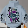 sweat shirt à capuche imprimé dragon japonais pour hommes adultes, ample et décontracté, streetwear, polaire chaude, automne hiver, nouvelle collection