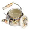 théière en acier émaillé avec poignée en céramique, bouilloire à thé florale colorée pour cuisinière, eau chaude, pas de sifflement, 2,5 l