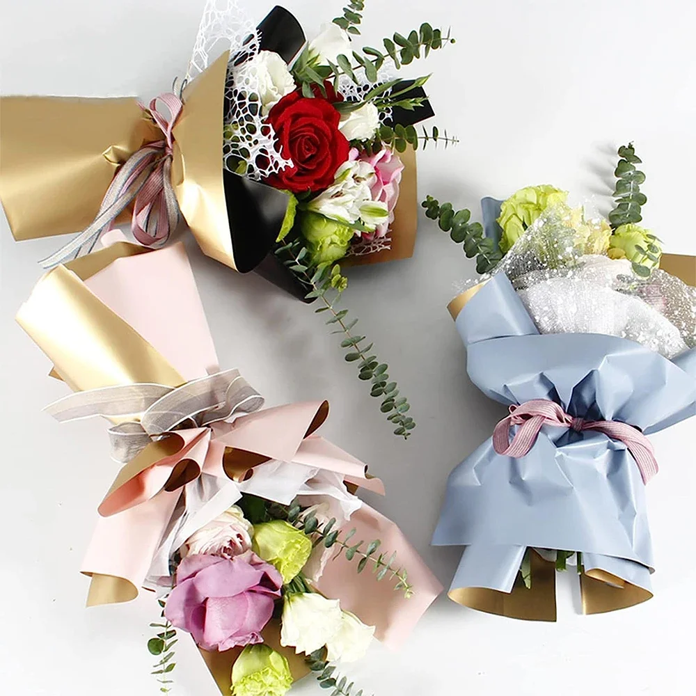 papier d'emballage de fleurs dorées double face, bouquet de fleuriste de style coréen, papier imperméable, emballage cadeau, décorations diy pour mariage et anniversaire papier d'emballage de fleurs dorées double face, bouquet de fleuriste de style coréen, papier imperméable, emballage cadeau, décorations diy pour mariage et anniversaire