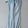 taruxy jean rétro taille basse bleu pour femme, pantalon Évasé basique, slim fit, décontracté, rue, Été 2025