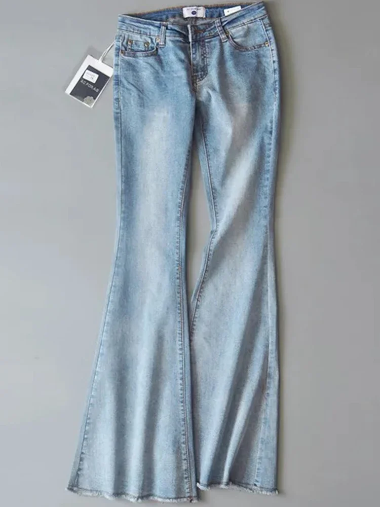 taruxy jean rétro taille basse bleu pour femme, pantalon Évasé basique, slim fit, décontracté, rue, Été 2025 taruxy jean rétro taille basse bleu pour femme, pantalon Évasé basique, slim fit, décontracté, rue, Été 2025