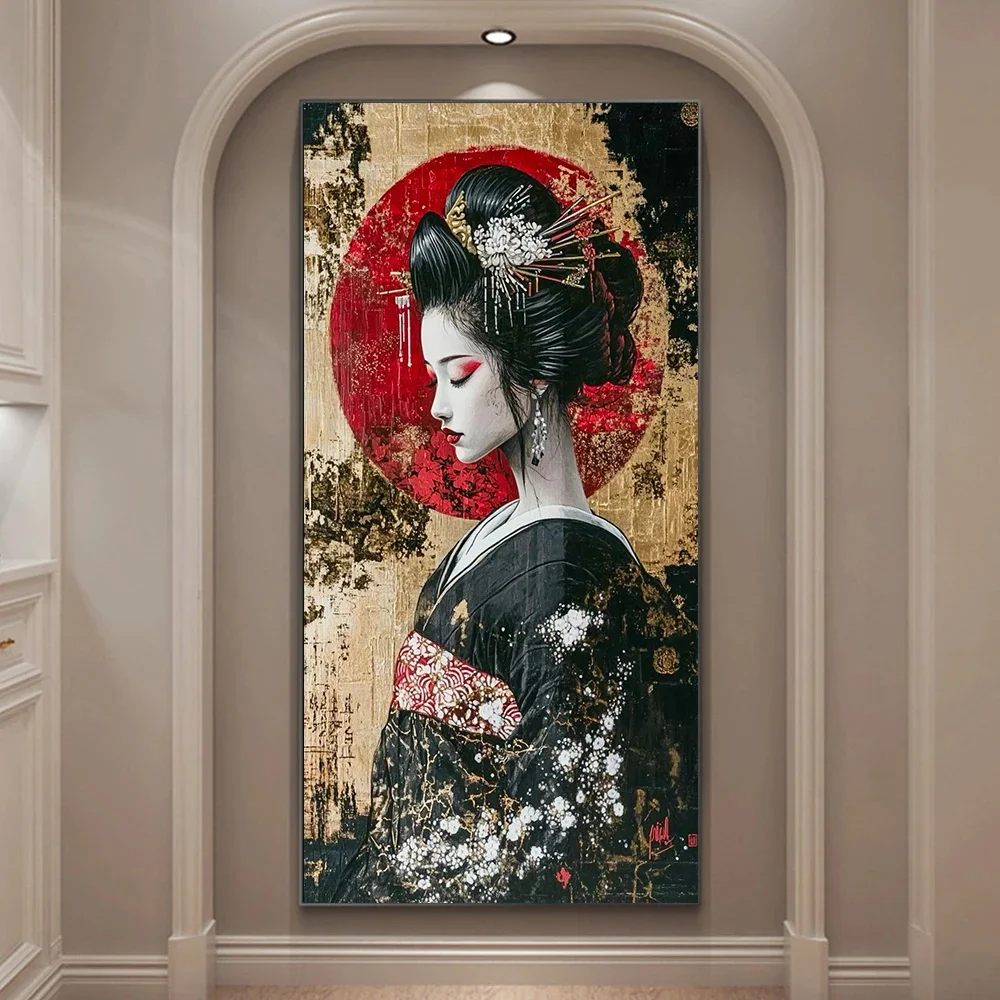peinture de geisha japonaise abstraite pour femme, toile murale, art vintage, fille, anime, imprimés d'affiches pour chambre à coucher, salon, décoration de maison peinture de geisha japonaise abstraite pour femme, toile murale, art vintage, fille, anime, imprimés d'affiches pour chambre à coucher, salon, décoration de maison