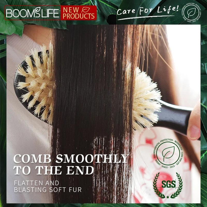 brosse à cheveux en poils de sanglier doux pour femmes, peigne de massage du cuir chevelu, manche en bois de chêne américain, outil de soins pour cheveux longs et bouclés brosse à cheveux en poils de sanglier doux pour femmes, peigne de massage du cuir chevelu, manche en bois de chêne américain, outil de soins pour cheveux longs et bouclés