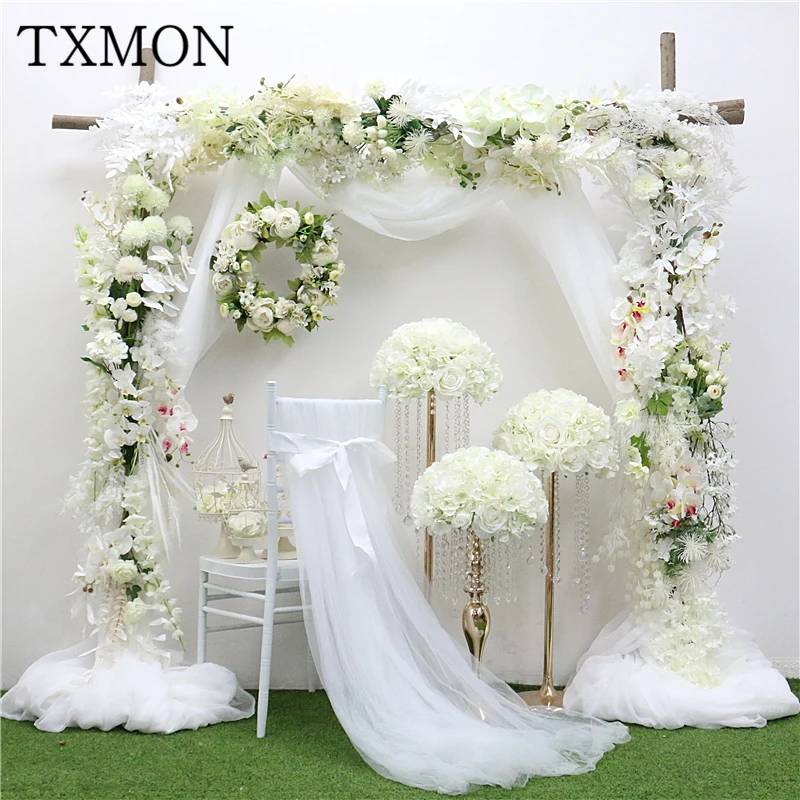 Fleur en soie pour mariage, série blanche, haute qualité, fond de bricolage, décoration murale, accessoires de photographie, maison et hôtel Fleur en soie pour mariage, série blanche, haute qualité, fond de bricolage, décoration murale, accessoires de photographie, maison et hôtel