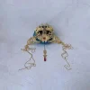 coiffure chinoise plaquée or pour femme, double phénix et fleurs, épingle à cheveux à long pompon
