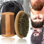 Brosse de rasage professionnelle en bois pour hommes, poils de sanglier souples, Kit de peigne à moustache avec brosse de coiffeur, peignes à cheveux Brosse de rasage professionnelle en bois pour hommes, poils de sanglier souples, Kit de peigne à moustache avec brosse de coiffeur, peignes à cheveux