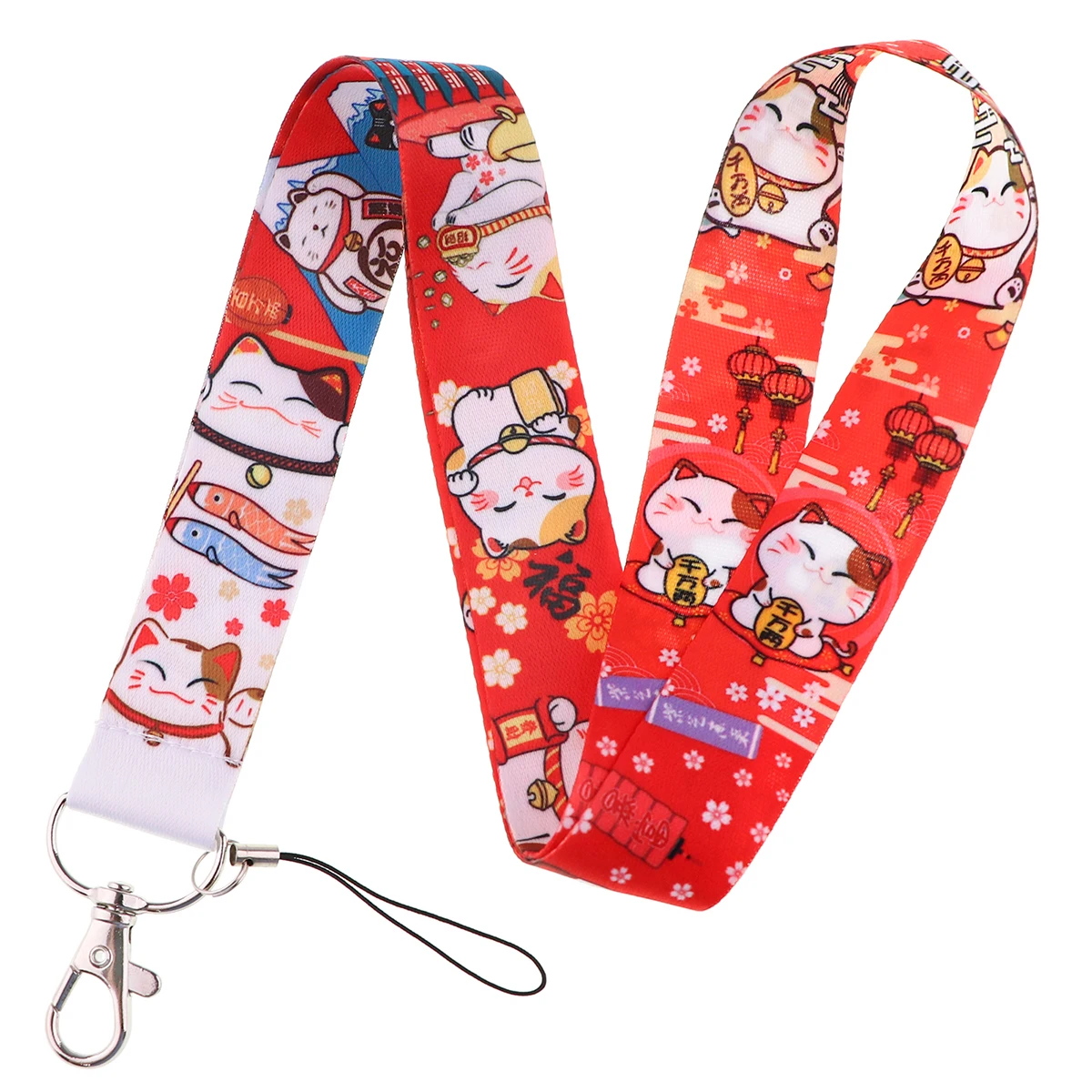lanières de cou chat porte bonheur japonais, mignon, pour clés, porte clés, porte badge, carte d'identité, carte de crédit, corde de suspension, accessoires lariat lanières de cou chat porte bonheur japonais, mignon, pour clés, porte clés, porte badge, carte d'identité, carte de crédit, corde de suspension, accessoires lariat