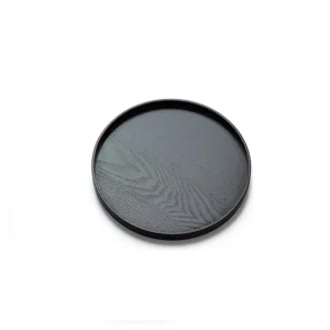 Plateau de service rond multifonctionnel, plateau à thé noir en bois, assiette alimentaire japonaise, café Plateau de service rond multifonctionnel, plateau à thé noir en bois, assiette alimentaire japonaise, café