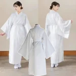 Peignoir classique japonais pour femmes et hommes, vêtements de nuit Yukata, doublure Kimono blanche avec ceinture, Performance sur scène, Kimono Cosplay