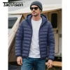 tacvasen hiver léger vestes bouffantes hommes matelassé polyester nylon veste séchage rapide à capuche vers le bas isolé coupe vent manteau