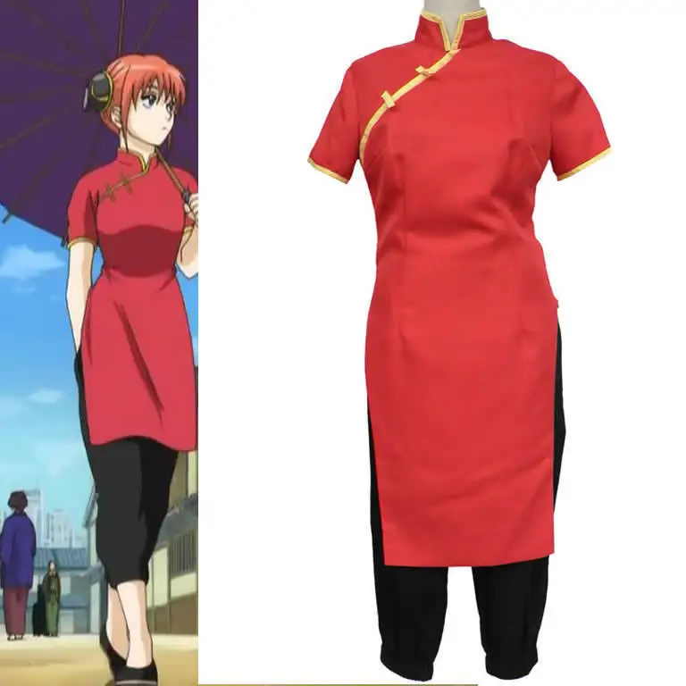gintama silver soul kagura cosplay costume pour femme anime japonais robe chinoise kagura perruque kungfu tenues cheongsam gintama silver soul kagura cosplay costume pour femme anime japonais robe chinoise kagura perruque kungfu tenues cheongsam