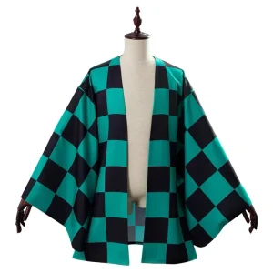 Costume d&rsquo;anime Tanjyrou/Tanjiro Kamado, manteau Kimono vert pour hommes adultes, Cosplay