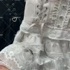 jupe élégante en dentelle pour femmes, style japonais, doux, kawaii, y2k, lolita, design rétro, bandage, chic, vêtements populaires coréens