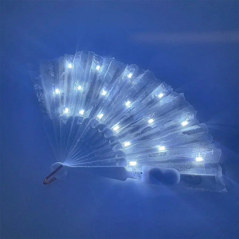 Éventail rose pliant en dentelle, 1 pièce, éventail de fête lumineux pour femmes et filles, costume de danse, spectacles de musique, accessoires de cosplay Éventail rose pliant en dentelle, 1 pièce, éventail de fête lumineux pour femmes et filles, costume de danse, spectacles de musique, accessoires de cosplay