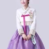 ensemble hanbok de cour pour femmes, nouveau style coréen, fleur brodée, robe de mariée coréenne, robe de danse de spectacle