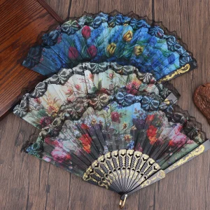 InjFolding Fan avec tige en bois, chinois, japonais, danse classique, pompon de haute qualité, ventilateur féminin indépendant, décoration de la maison