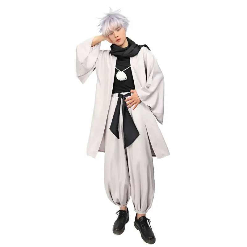 DAZCOS Satoru Cosplay Haori Kimono veste hommes avec écharpe Satoru Costume tenues pour adultes japon Kimono bande dessinée-Con vêtements de carnaval DAZCOS Satoru Cosplay Haori Kimono veste hommes avec écharpe Satoru Costume tenues pour adultes japon Kimono bande dessinée-Con vêtements de carnaval
