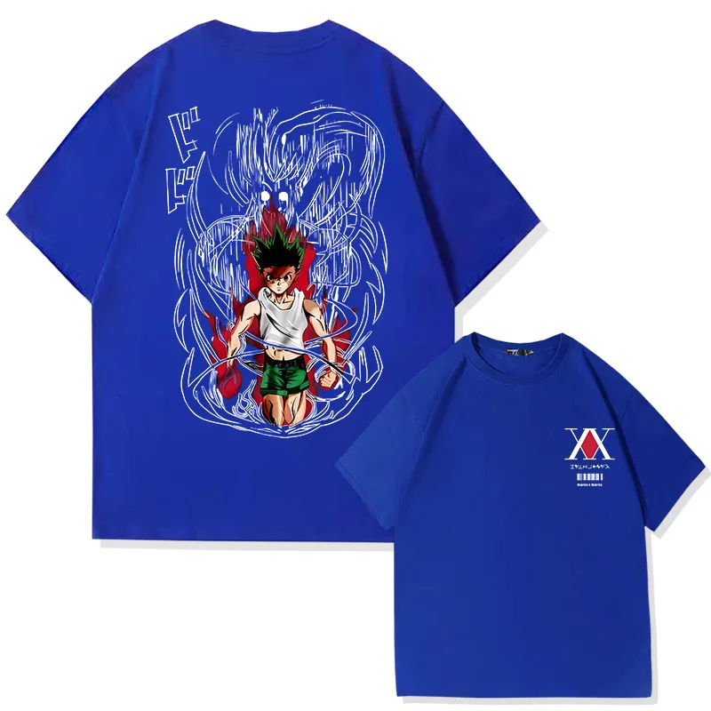 anime japonais chasseur à temps plein 100% coton t shirt à manches courtes hommes et femmes marque de mode d'été haut à manches courtes anime japonais chasseur à temps plein 100% coton t shirt à manches courtes hommes et femmes marque de mode d'été haut à manches courtes