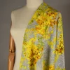 tissu en mousseline de soie pour robe, tissu cheongsam han, élégant imprimé de grandes fleurs jaunes, de haute qualité, mince, doux, pas transparent, t2054