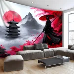 Grande tapisserie murale imprimée suspendue Tarot Hippie tapis muraux Style japonais décor mural japonais samouraï Ninja guerrier tapisserie