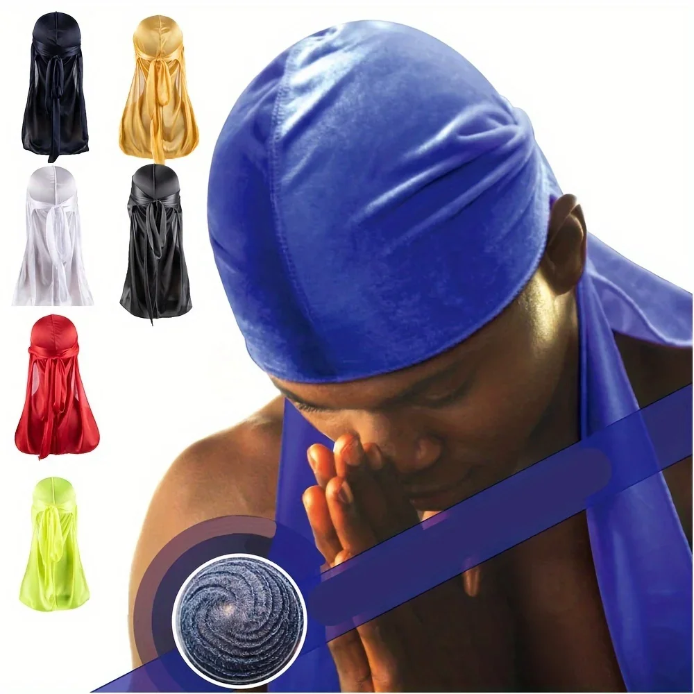 【nouveau】 bonnet durag en soie pour hommes, bandana soyeux du rag doo rag, casquette ondulée à longue queue 【nouveau】 bonnet durag en soie pour hommes, bandana soyeux du rag doo rag, casquette ondulée à longue queue