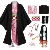 Costume de Cosplay Anime Demon Slayer Kimetsu No Yaiba Kamado Nezuko pour femmes, perruque Kimono, tenue de carnaval d’halloween Costume de Cosplay Anime Demon Slayer Kimetsu No Yaiba Kamado Nezuko pour femmes, perruque Kimono, tenue de carnaval d’halloween