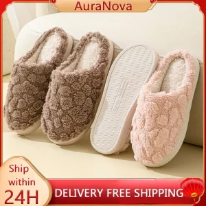 Offre spéciale de la saison pantoufles en coton intérieur chaud fourrure femmes usage domestique hiver anti-dérapant nouveau Style hommes maison pantoufles confort
