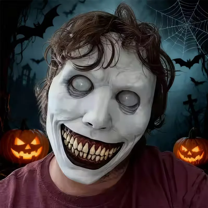 Masque de démon effrayant pour Halloween, visage souriant, masque du diable aux yeux blancs, sourire effrayant, exorciste, décoration de fête, masque de carnaval pour Halloween Masque de démon effrayant pour Halloween, visage souriant, masque du diable aux yeux blancs, sourire effrayant, exorciste, décoration de fête, masque de carnaval pour Halloween