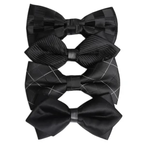 Cravates pour hommes couleur unie noeud papillon noir pour hommes Style britannique Double couche nœud papillon fête de mariage papillon cravate accessoires cadeaux